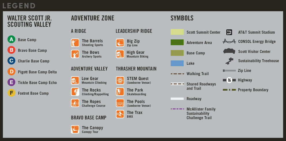 World Scouting Jamboree Adventure Map Legend
