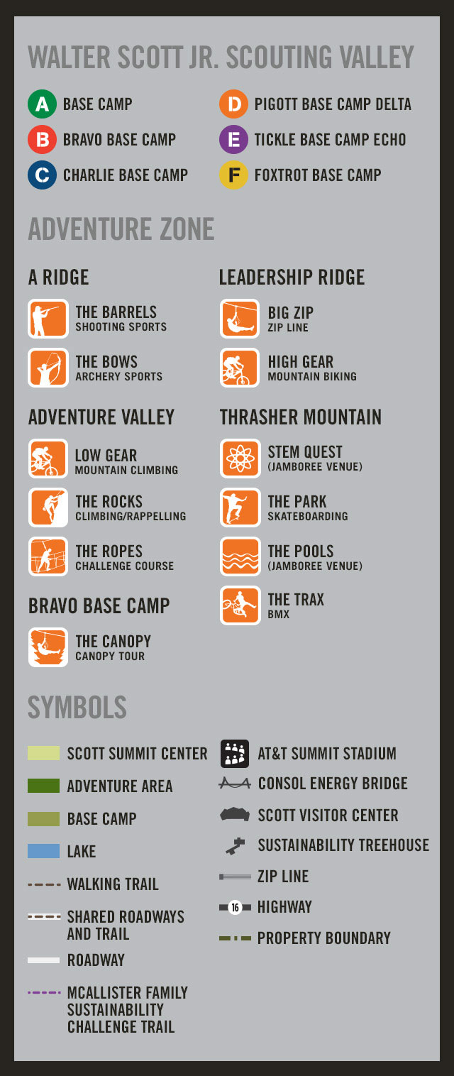 World Scouting Jamboree Adventure Map Legend